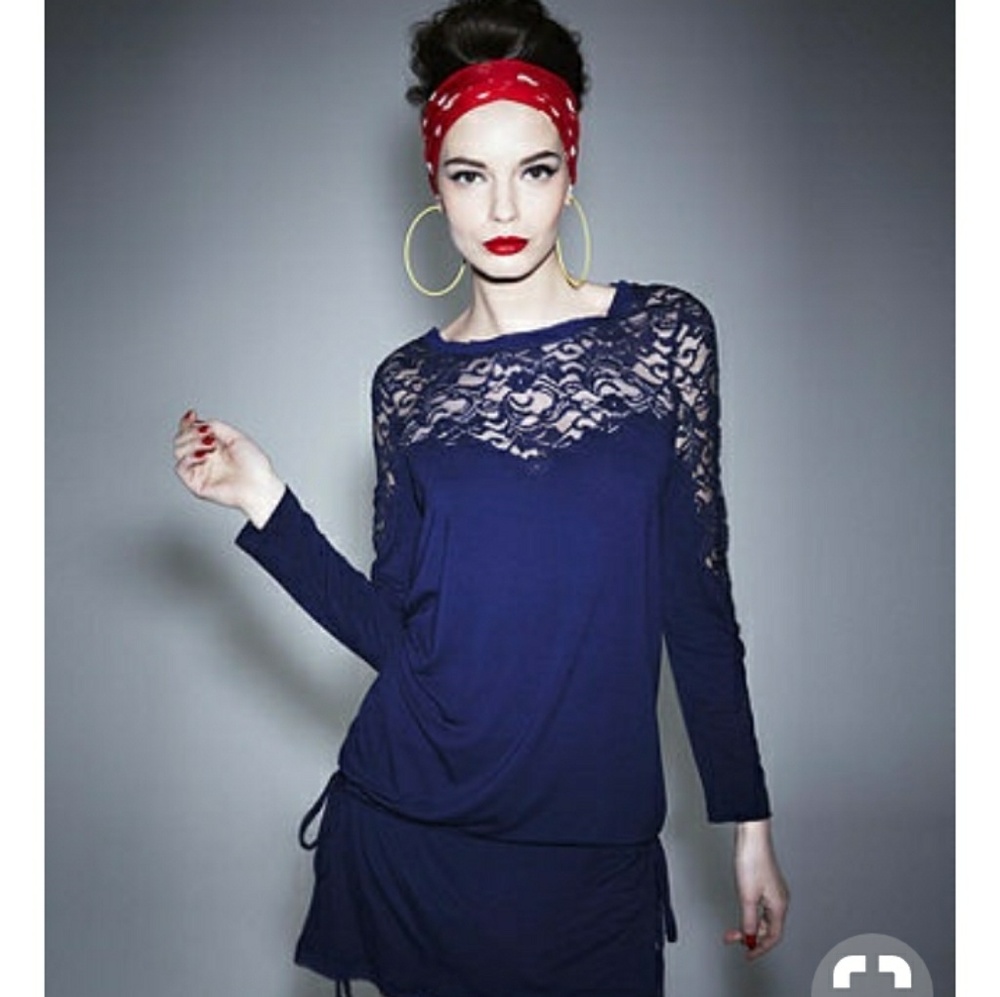 Alberta Ferretti Lace Yoke Long Sleeve Women's Dress